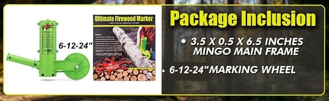 THE MINGO Marker Firewood Measuring Tool - Chainsaw Firewood Marking Tool With Marking Wheel - Log Paint Marker -Firewood Measuring Tool - Chainsaw Accessories (Mingo Marker With 6"-12"-24" Wheel)