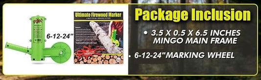 THE MINGO Marker Firewood Measuring Tool - Chainsaw Firewood Marking Tool With Marking Wheel - Log Paint Marker -Firewood Measuring Tool - Chainsaw Accessories (Mingo Marker With 6"-12"-24" Wheel)