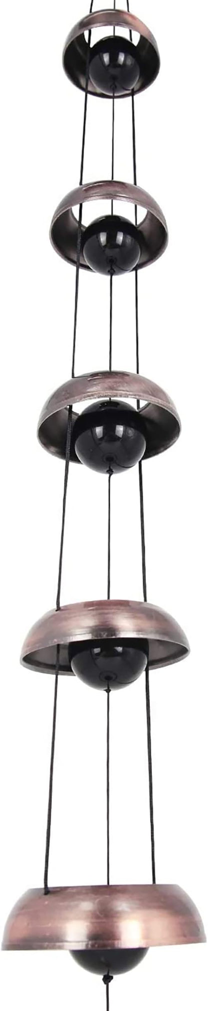Cooper Leaf Temple Wind Chime,Wind Chimes with 5 Bells, Feng Shui Wind Chimes for Home Yard Outdoor Decoration, A Great Memorial Wind Chime for Someone Who Loves Peace