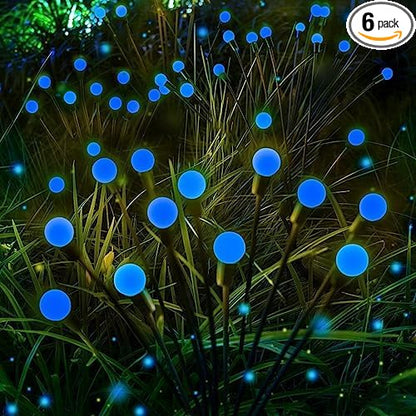 6 Pack Solar Firefly Lights Outdoor Swaying Garden Decorations 48 LED Blue | 2 Lighting Mode, Auto On/Off, Sway with Wind, Waterproof Solar lights Outdoor for Walkway Yard Terrace Holiday Decorations