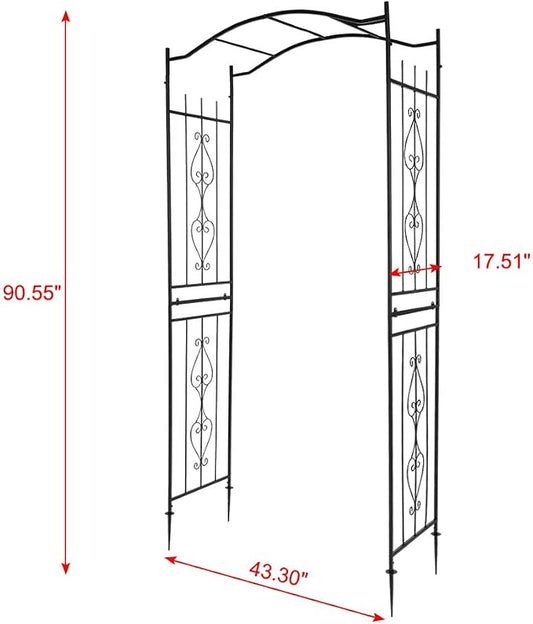 Outvita 7.5Ft Garden Arch Arbor, Steel Frame Stand Trellis, Arbour Archway for Wedding Ceremony Decoration Plant Climbing Rose Vines Lawn Courtyard Patio Pathway Black