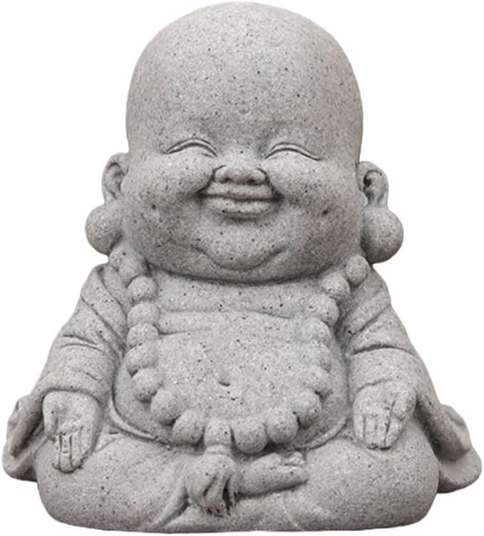 Mini Monk Buddha Statue Sandstone Statues Zen Monk Praying Statue Sculptures for Wealth Good Luck Feng Shui Decor Home Fish Tank Aquarium Garden (Style 17)