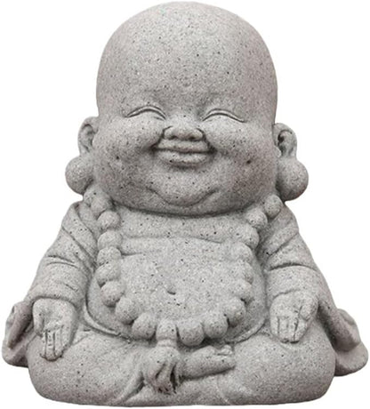 Mini Monk Buddha Statue Sandstone Statues Zen Monk Praying Statue Sculptures for Wealth Good Luck Feng Shui Decor Home Fish Tank Aquarium Garden (Style 17)