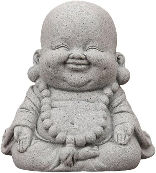 Mini Monk Buddha Statue Sandstone Statues Zen Monk Praying Statue Sculptures for Wealth Good Luck Feng Shui Decor Home Fish Tank Aquarium Garden (Style 17)