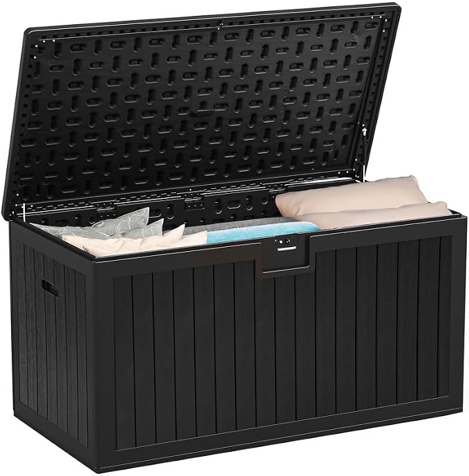 YITAHOME XL 180 Gallon Large Deck Box | Outdoor Storage for Patio Furniture Cushions,Garden Tools,Waterproof,Lockable (Black)