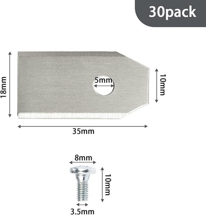 (30Pack Blade Kit with Screws) Replacement Robotic Lawn Mower Cutting Blade for All Husqvarna Automower,Gardena McCulloch Robotic Lawnmower Mowing Lawn Mower Robot (Original)