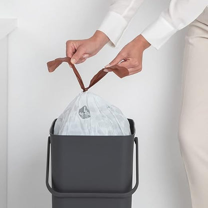 Brabantia Sort & Go Kitchen Recycling Bin | L / 10.6 Gal / 40L | Dark Gray | Removable Stay-Open Lid, Carry Handle | Trash Can for Bottles, Cans, Paper, Glass | Wall Bracket Sold Separately