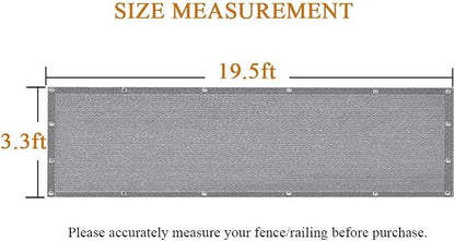 iCover 3.3x19.5ft Balcony Privacy Screen Fence, UV-Resistant Railing Fencing Cover for Porch Deck Patio Garden Backyard, Cable Zip Ties Included, Grey