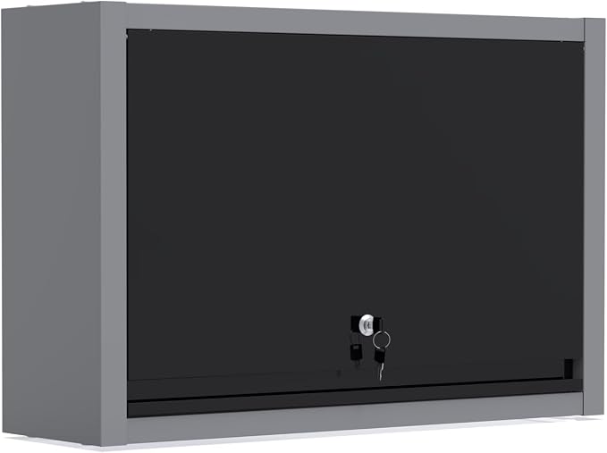 JZD Metal Wall Cabinet with Removable Shelf, Lockable Hanging Cabinet with Up Flip Door, for Kitchen Warehouse Utility Room Garage