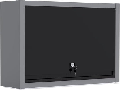 JZD Metal Wall Cabinet with Removable Shelf, Lockable Hanging Cabinet with Up Flip Door, for Kitchen Warehouse Utility Room Garage
