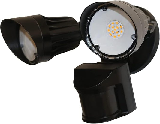 LED Black Motion Sensor 2-Light Bullet Flood Light- 3000K Adjustable Dual Head Outdoor Security Light, Dusk to Dawn, Waterproof, Hardwired Spotlight for Yard, Patio, Garage, Landscape
