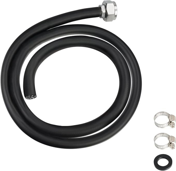 3/4" Mop Sink Hose, 3.9ft (47 inch) Heavy Duty Short Water Hose, Flexible Reinforced PVC with Stainless Steel Tightening Fixture for Mop Sink Faucet, Dehumidifier Drain, Household & Commercial