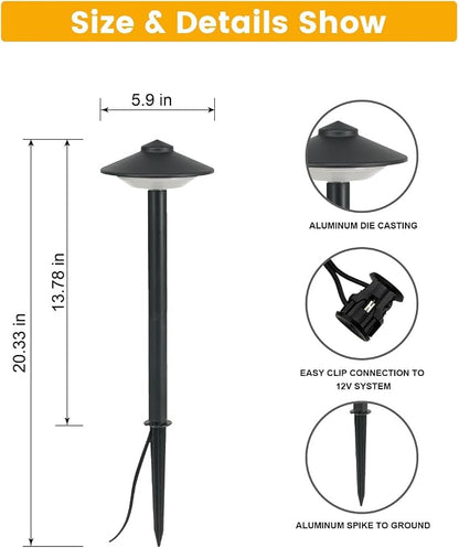 20.33 Inch Aluminum Low Voltage Landscape Lighting 2.7W LED Low Voltage Pathway Lights, Outdoor Landscape Path Lights with Patent Connector, ETL UL CSA Qualified IP54 Waterproof, 6 Pack