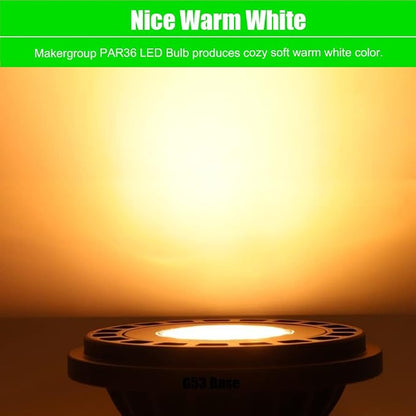 PAR36 LED Landscape Light Bulb 10W, 12V Low Voltage Lighting, Waterproof Spotlight for Outdoor Yard Tree Light, In-Ground Well Light, Warm White 2700K-3000K