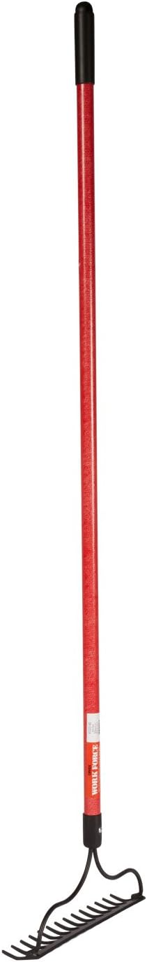Emsco Group Workforce 14-Tine Bow Rake - 54" Fiberglass Handle - 16 Gauge Steel Blade
