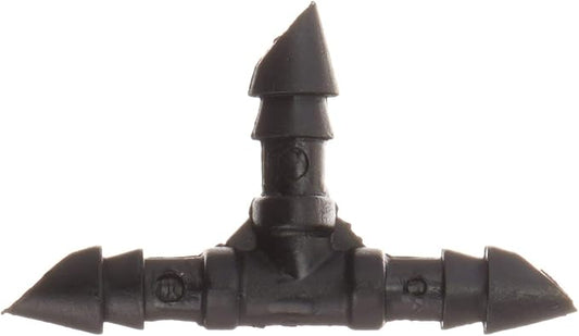 Orbit 67401 1/4" Barb Drip irrigation Drip Tee, 25-Pack, Black
