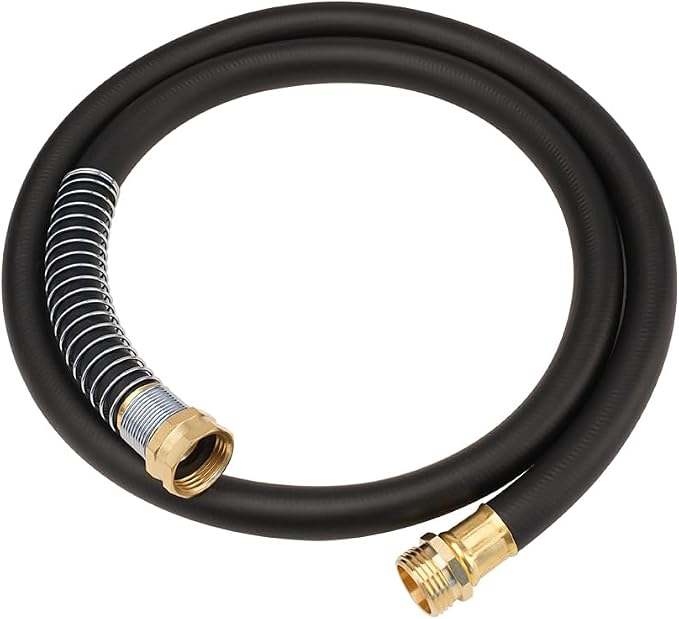 Wiseflow Leader Hose 5FT x 5/8" Heavy Duty Water Hose with Brass Male to Female Fittings, Short Hose Extender for Hose Reel and Faucet, 1000 PSI Burst Pressure, 300 PSI Working Pressure, Black
