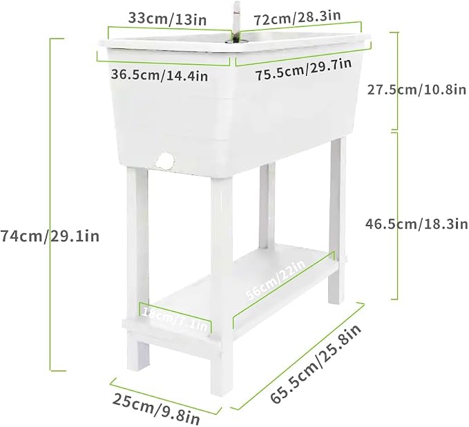 3 Pcs Self Watering Elevated Raised Garden Bed, Large Outdoor Plastic Planter Box Big Flower Plant Pot for Planting Flowers Vegetables and Herbs (3, White)