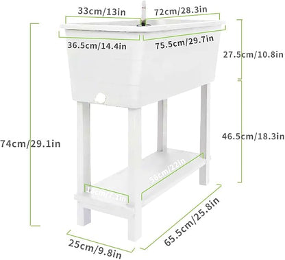 3 Pcs Self Watering Elevated Raised Garden Bed, Large Outdoor Plastic Planter Box Big Flower Plant Pot for Planting Flowers Vegetables and Herbs (3, White)