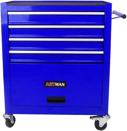 YOPTO Multifunctional Cart with 4 Ball-Bearing Drawers,Portable Rolling Tool Chest W/ 4 Wheels and Pull Handle,for Garage,Warehouse,Workshop,Repair Shop,Blue