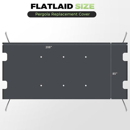 85'' x 208'' Universal Pergola Replacement Cover for Doubleton Steel Pergola L-PG080PST, Waterproof Sunshade Canopy Top for Patio Gazebo, Deck, Porch, Yard, Outdoor Cover Only (Grey)