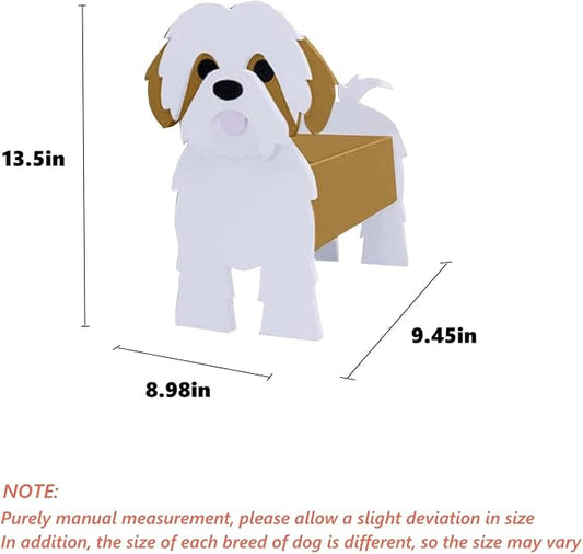 Brown Shih Tzu Dog Planter Pots, 9.45 x 8.98 x 13.5 Inches | Dog Flower Pot, Cute Animal Shaped Plant Pot, Gifts for Women & Pet Lovers, Indoor Outdoor Garden Home Office Decor