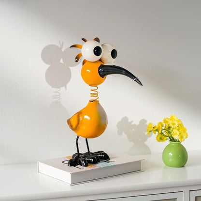 Yellow Big Eyes Bird Metal Garden Statues Yard Decorations Outdoor,13" Bird Decor Yard Statue Decorations Outdoor,Gardening Present for Women for Housewarming