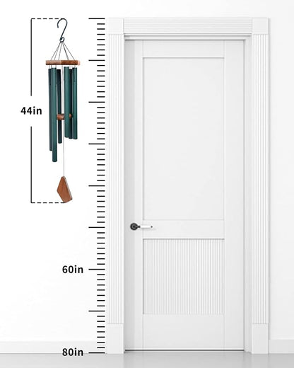 Wind Chimes Outdoor Large Deep Tone,Sympathy Wind Chime Outdoor, Memorial Wind-Chime with 6 Tuned Tubes, Elegant Chime for Garden, Patio, Balcony and Home Decor, Matte Green