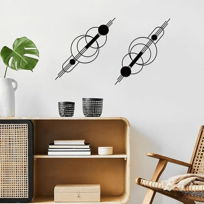 ruelen 2 Pcs Small Metal Abstract Wall Art, Modern Minimalist Wall Decor Single Line Art Metal Vertical Wall Decor Geometric Wall Hanging Sculptures for Home Bedroom Living Room, 23.62x 7.68 Inch