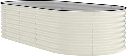Garvee 8x4x2ft Galvanized Raised Garden Bed, Oval Metal Planter Box with Anti-Cut Safety Edges, 479 Gallons Rust-Resistant Deep Root Planter for Outdoor Vegetables, Flowers, Herbs, Beige