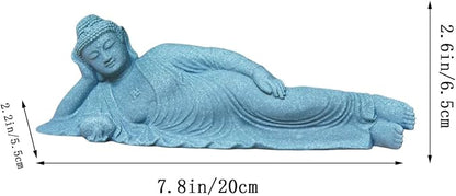 livelyfish Sleeping Buddha Statue Sandstone Buddha Figurine Zen Buddhism Sculpture for Aquarium Fish Tank Garden Home Decor (L)