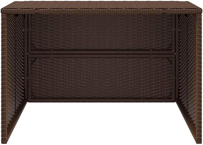 vidaXL Robot Mower Garage, Outdoor Lawn Mower Storage, Garden Storage Small Shed for Lawn Mower, Robot Mower Carport, Lawn Mower Shelter, Brown Poly Rattan