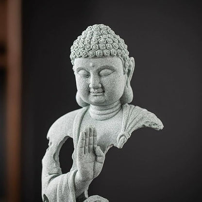 livelyfish Meditating Buddha Statue Zen Aquarium Buddha Figurines Sandstone Thinker Sculpture for Fish Tank Garden Home Decorations, Gift (G-S)