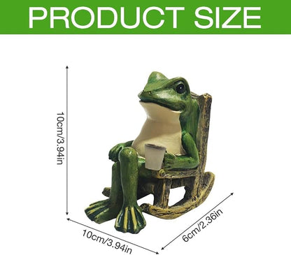 Banax Solar LED Frog Garden Outdoor Decor, Waterproof LED Garden Solar Ornaments Outdoor, Rocking Chair Frog Statue Decoration, Funny Outdoor Lights for Patio