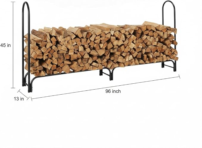 Shelter Fire Wood Storage Racks - Weatherproof Outdoor Firewood Rack, Heavy Duty Steel Wood Rack, Firewood Storage X-Large (96" L x 13" D x 45" H), SLRXL