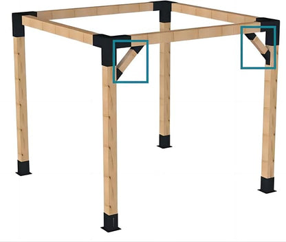 8Pcs 45 Degree Angle Brackets for Pergola Kits - Heavy-Duty Metal Gazebo Brackets & 2x4 Wood Connector, Universal DIY Pergola Bracket Kit with Lumber Compatibility