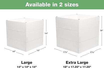 Extra Large Decorative Wooden Planter with Universal Pole Support for String Light Poles, Umbrellas, Bird Feeders. Solid Wood Outdoor Garden Patio Box for Plants or Flowers, 17"x17"x18", White