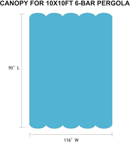 Pergola Shade Cover Replacement Canopy Top Compatible with 10 X 10 ft 6-Bar Pergola Frames - Turquoise Blue (Canopy Size 116" W x 95" L, Canopy Top Only)