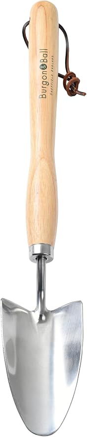 Burgon & Ball Mid-Handled Stainless Steel Trowel, Wood Grip