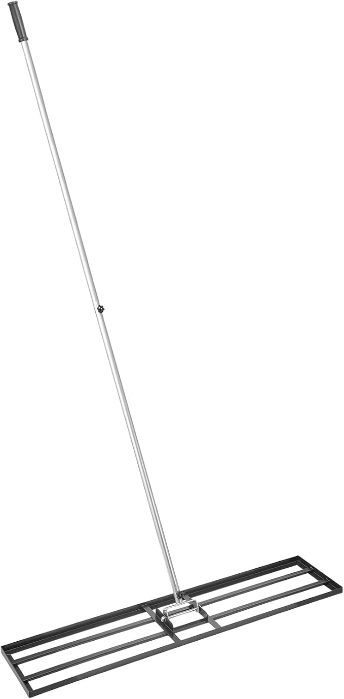 VEVOR Lawn Leveling Rake, Lawn Leveler with 83.9 in Handle, 48x10 in Ground Plate, Rust-Resistant Carbon Steel Soil Leveler, 2 Heights Adjustable, Effort Saving Lawn Leveling Tool for Yard Golf Court