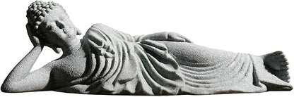 PRETYZOOM Little Reclining Buddha Ornament 3.54In Sandstone Mini Statue Indoor Zen Garden Meditation Decoration