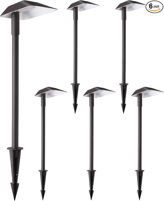LEONLITE 6-Pack Anti-Glare Low Voltage Pathway Lights, 12-24V AC/DC, 5000K | 5W LED Landscape Path Lights, Aluminum, IP65 Waterproof for Yard Walkway, Daylight, ETL