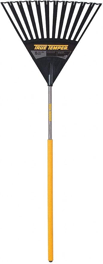 True Temper 2914912 Clog Free Poly Leaf Rake with 48 in. Hardwood Handle with Cushion Grip, 24 Inch