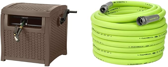 Suncast Hose Reel and Flexzilla Garden Hose Bundle