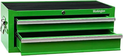 Workington Industrial 2 Drawers Portable Metal Intermediate Box, 26" Middle Tool Chest Cabinet with Ball Bearing Drawer Slides, Steel Tool Storage Box Organizer 4008 Green