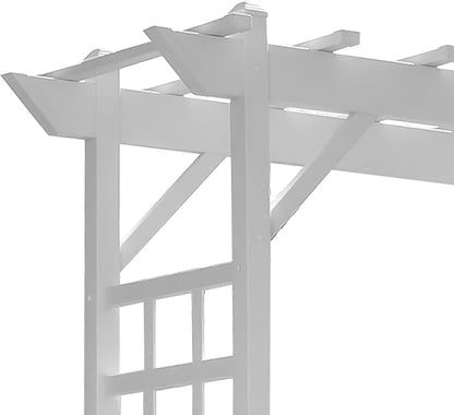 Dura-Trel Providence Arbor, Vinyl Garden Archway for Outdoors, 64" x 85", White - Backyard Decorative Arch and Backdrop with Lattice Design and Trellis Sides for Climbing Plants, Vines and Flowers