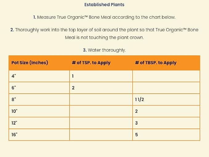 True Organic Bone Meal – Organic Fertilizer for Growth, Flowering, and Fruit Production – 3lb Bag Covers 61 Sq. Ft.