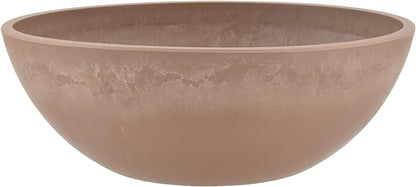 PSW Pot Collection M30TP 12-inch Plastic/Stone/Wood Composite Low Bowl Planter – No Drainage Hole (Drillable), Shallow Indoor/Outer Pot for Succulents, Bonsai, Fairy Gardens, Herbs, Taupe