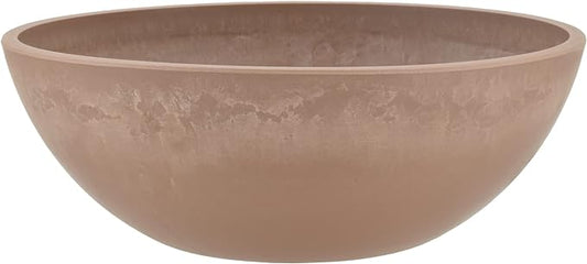 PSW Pot Collection M30TP 12-inch Plastic/Stone/Wood Composite Low Bowl Planter – No Drainage Hole (Drillable), Shallow Indoor/Outer Pot for Succulents, Bonsai, Fairy Gardens, Herbs, Taupe