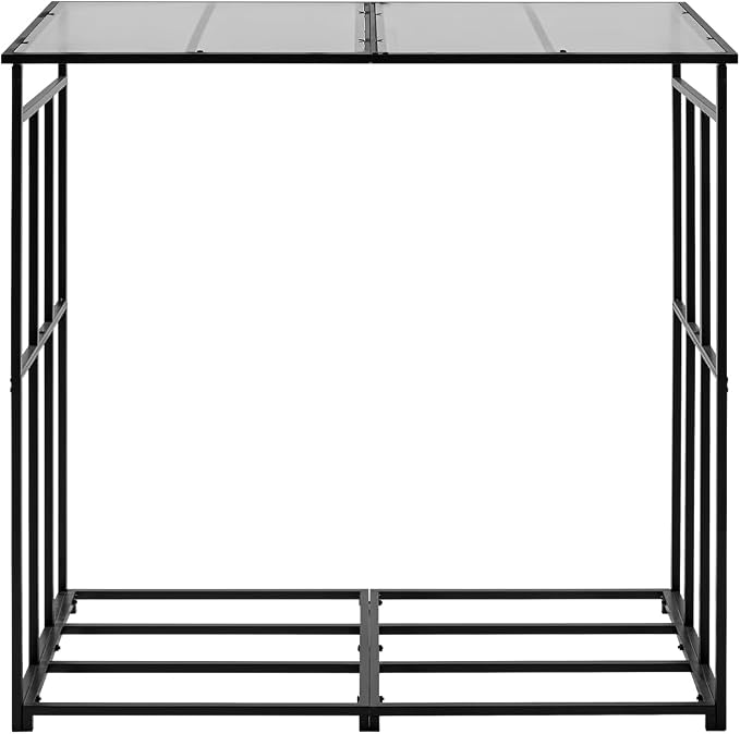 VEVOR Firewood Rack with Sloped Roof, 4 ft Outdoor Firewood Holder, 1/4 Cord Log Storage Shed, 660lb Max Weight Capacity, Powder-Coated Metal Wood Storage Rack for Fireplace Deck Backyard Garden